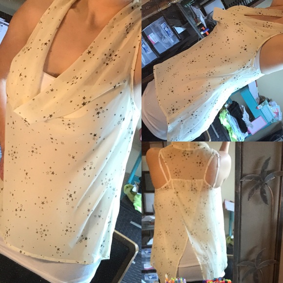Fancy Mesh STAR ⭐️ TANK top with cute split back - Picture 7 of 7