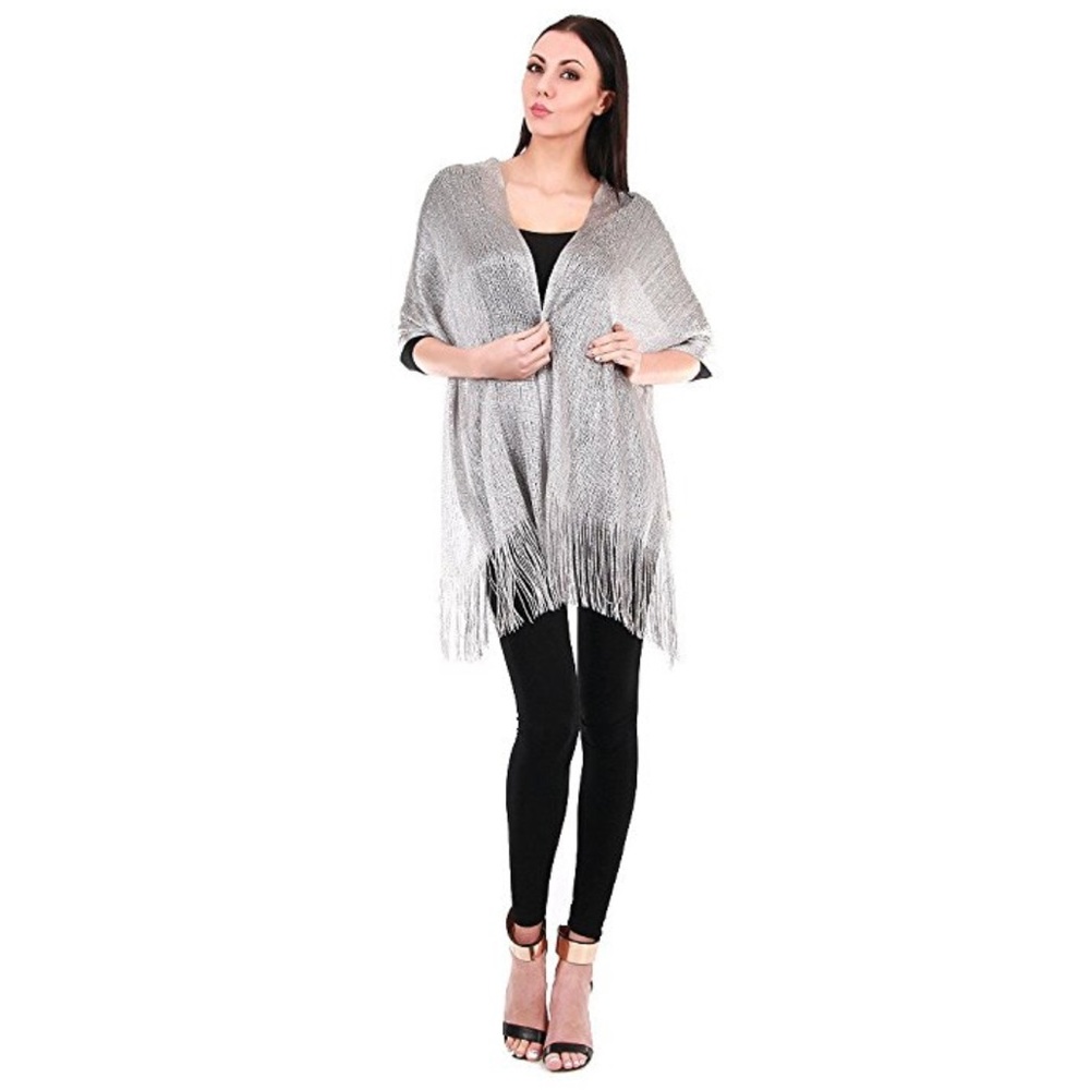 Two Tone Metallic Fishnet Party Shawl Lurex Scarf