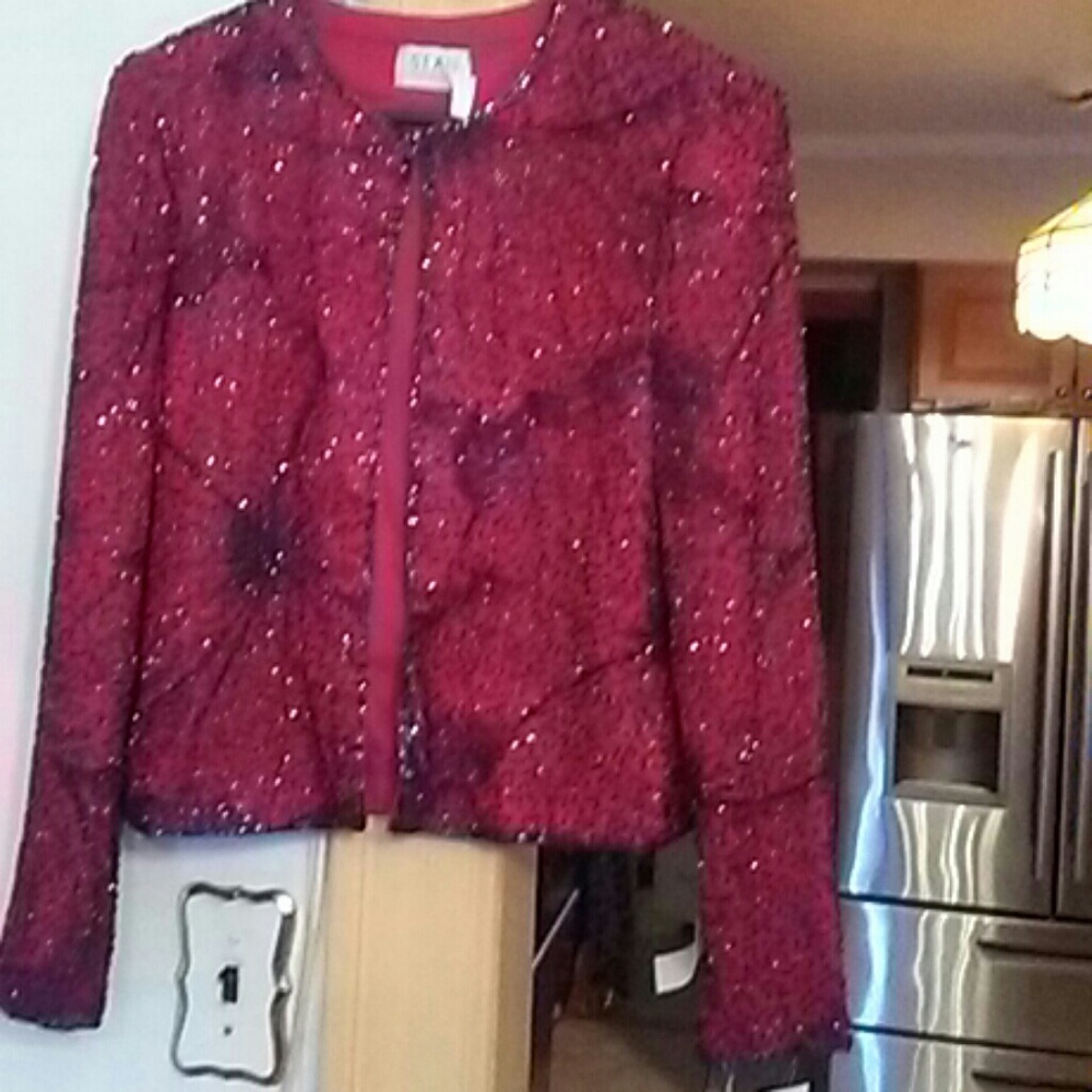Red jacket with black beads new good for christmas
