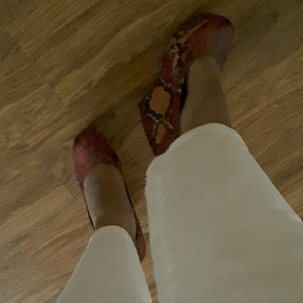 Aldo Red snakeskin wedge pumps