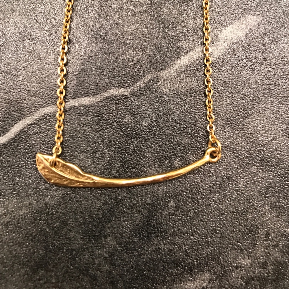 Gold feather necklace