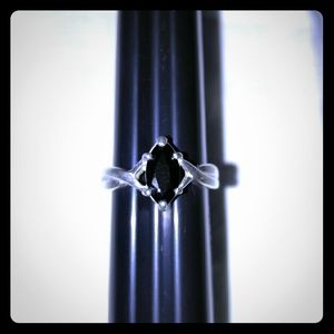 Black stone sterling silver ring