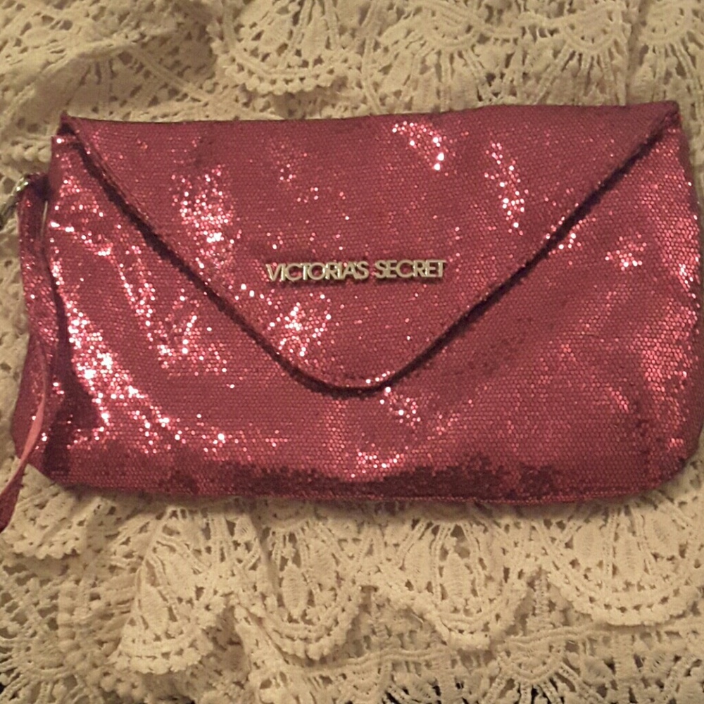 Victoria's  Secret metallic pink  wristlet/clutch
