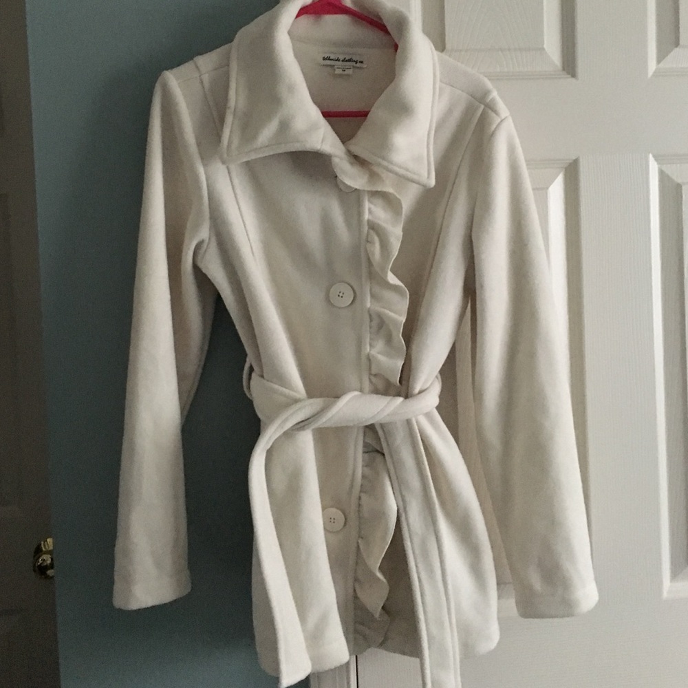 White ruffled pea coat