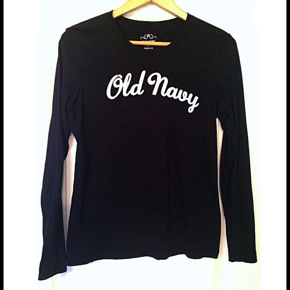 Old Navy Black Vintage Script Long Sleeve Top - Picture 2 of 4