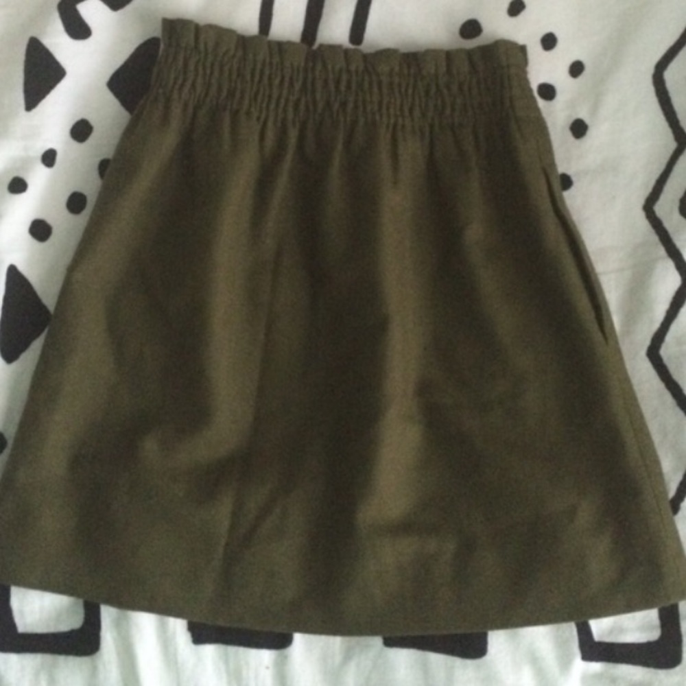 J. Crew olive green wool skirt 2 elastic band