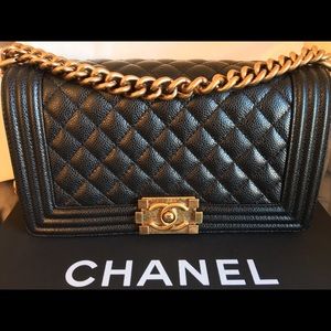 Chanel Caviar Boy Bag Black w/ gold hardware