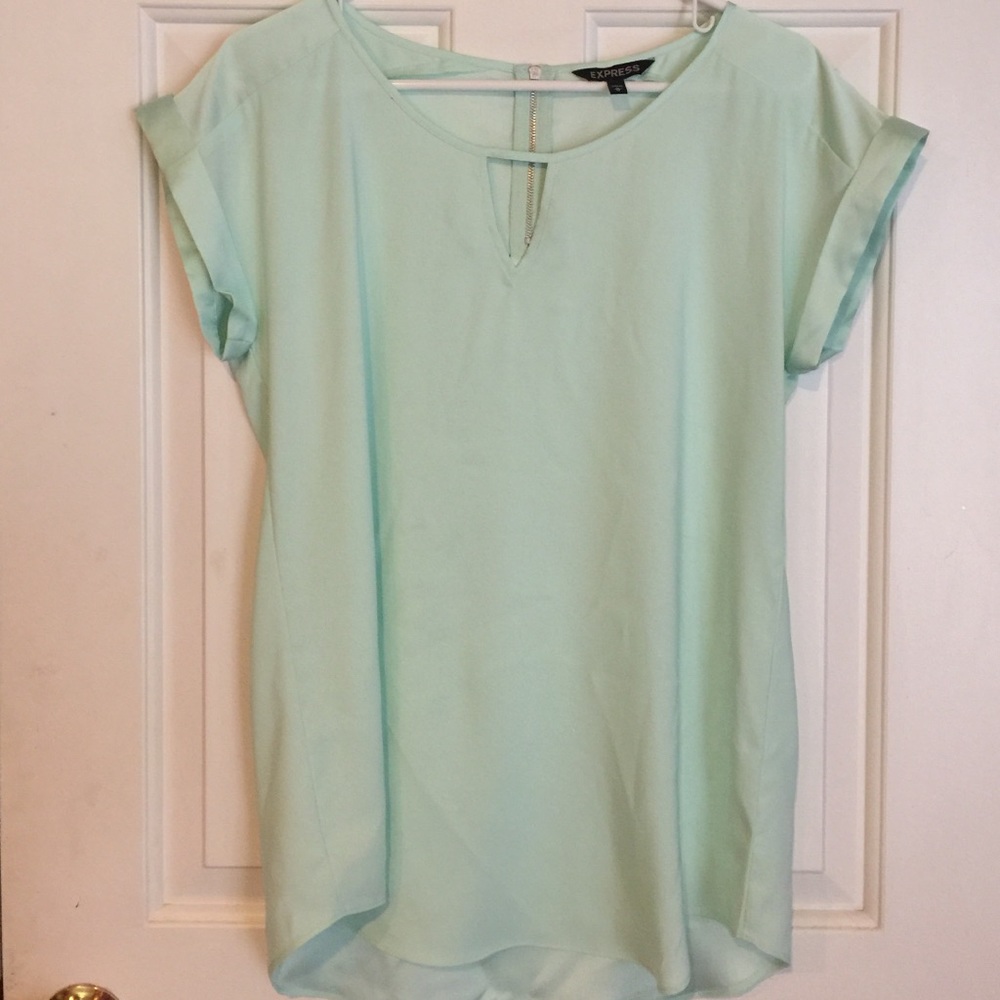 EXPRESS Seafoam Satin Blouse