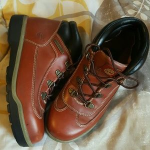 Pair of burnt orange timberland boots