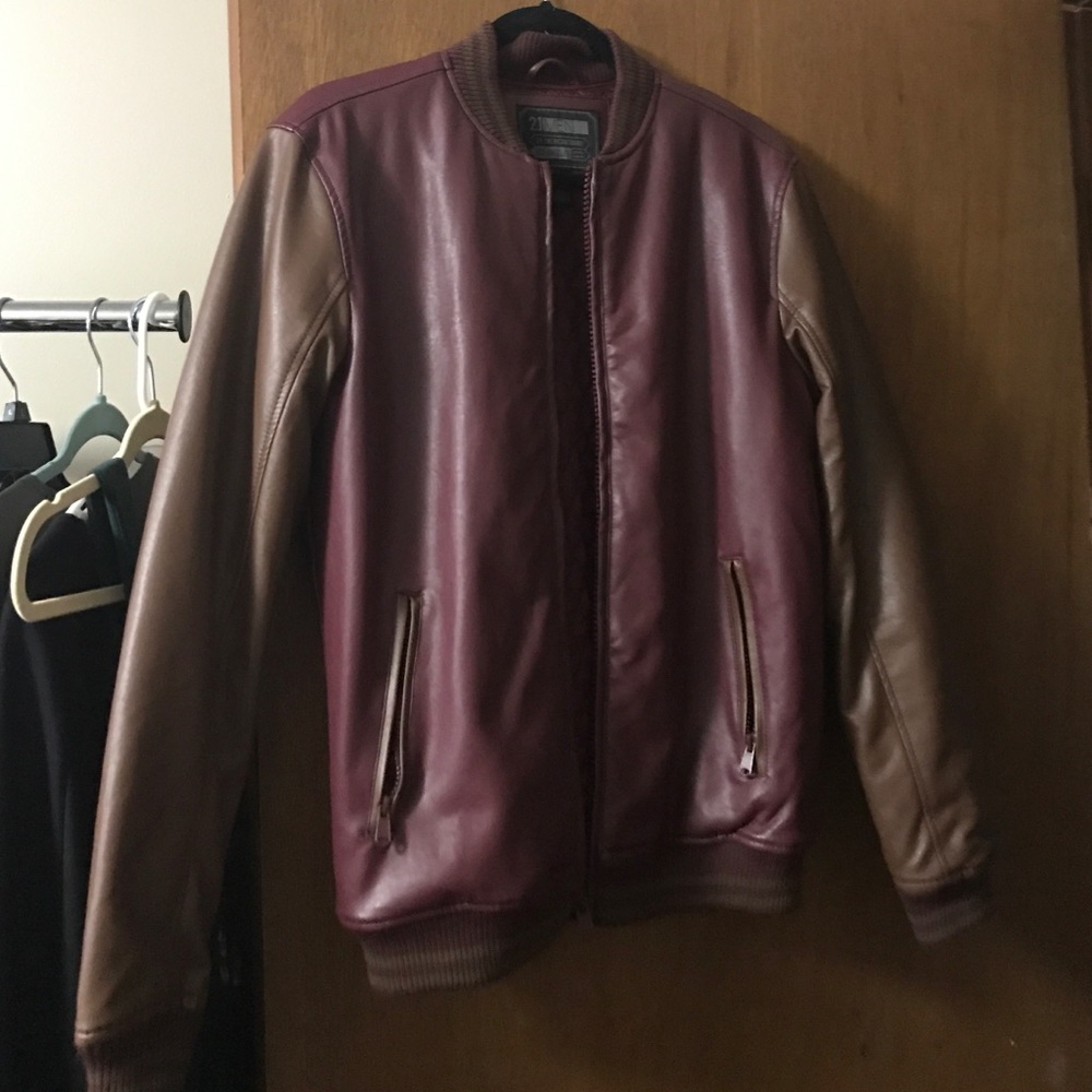 F21 leather bomber