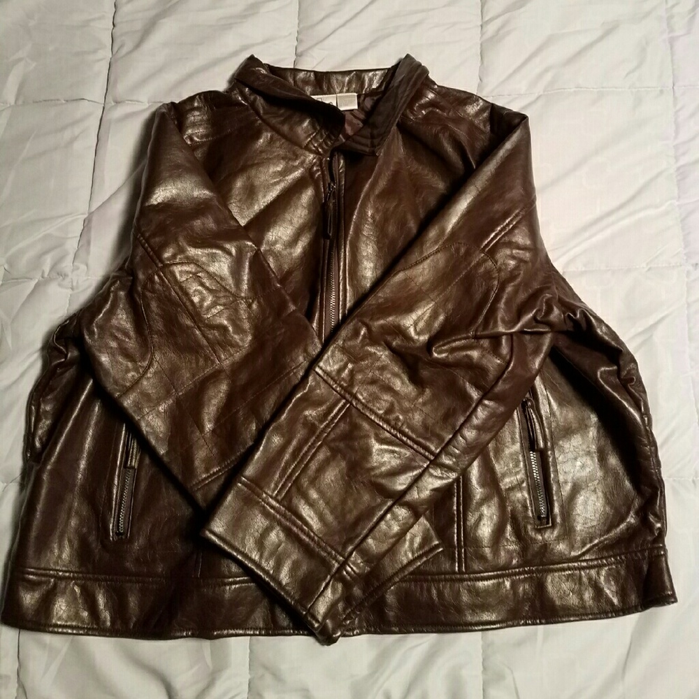 24 W dark brown faux leather jacket