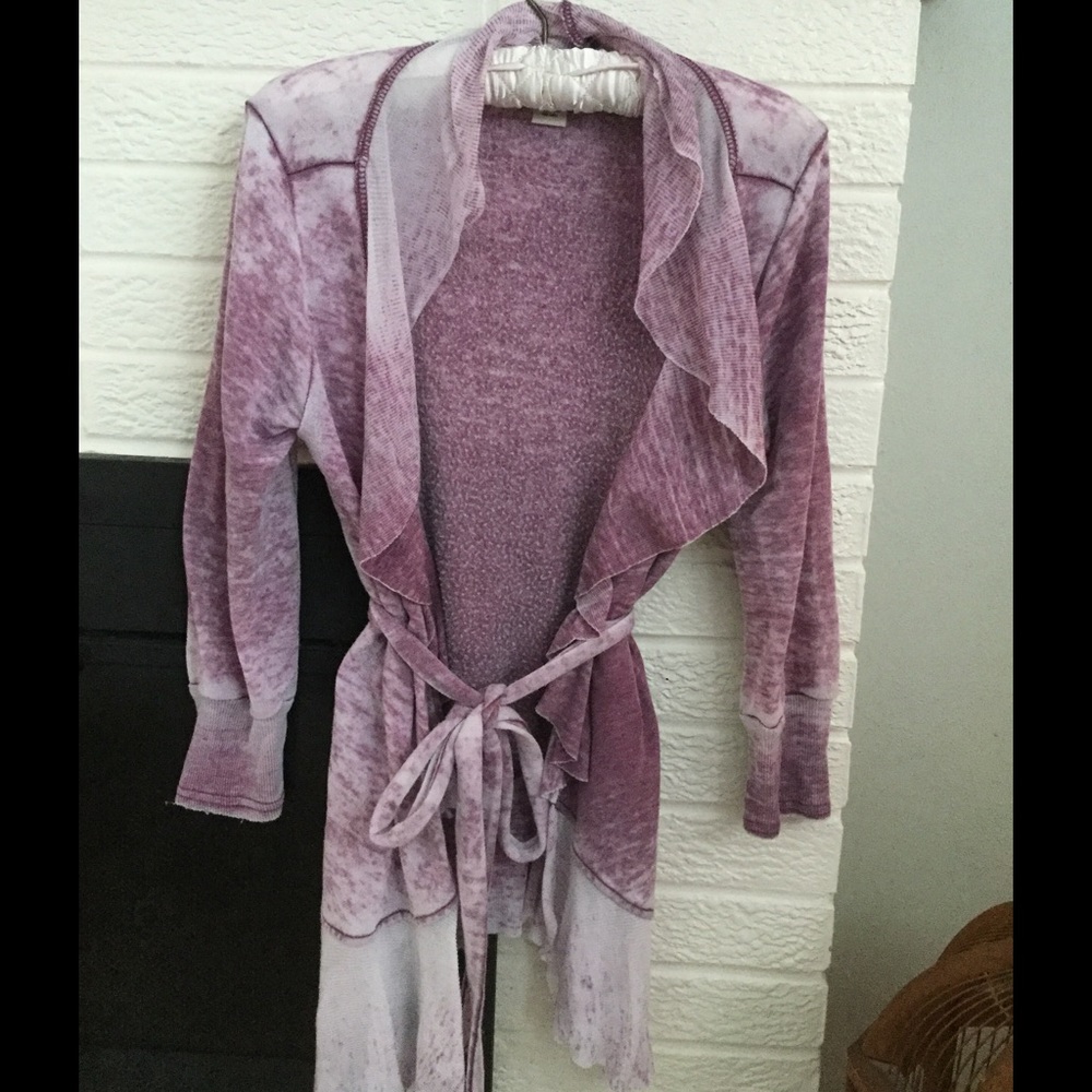 Distressed wrap sweatshirt