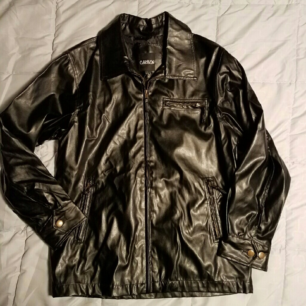 Size small black faux leather jacket