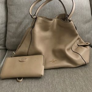 Coach "edie" shoulder bag with matching wallet