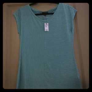 Teal and khaki striped Tee