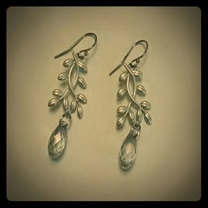 Vintage silver chandelier earrings with crystal