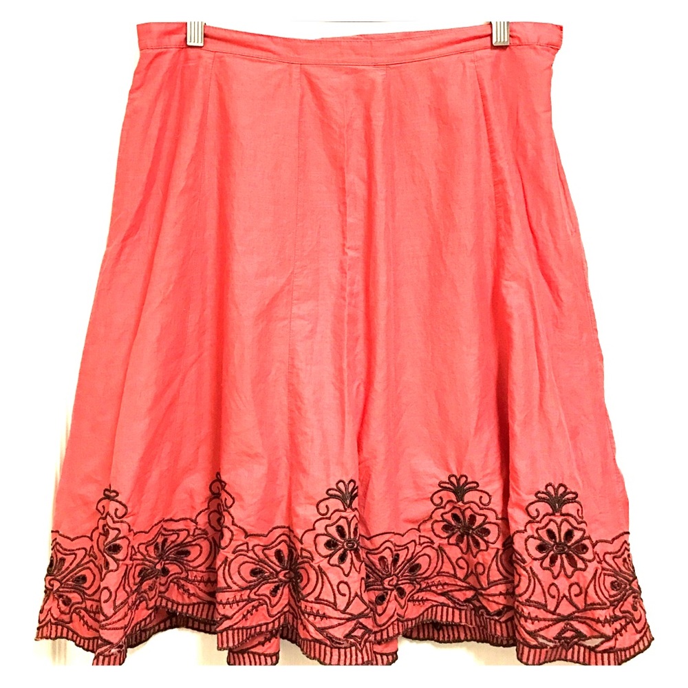 apt. 9 Dark Coral Embroidered Skirt