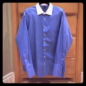 Jos A Bank Point Collar Dress Shirt 16.5 - 34 Blue