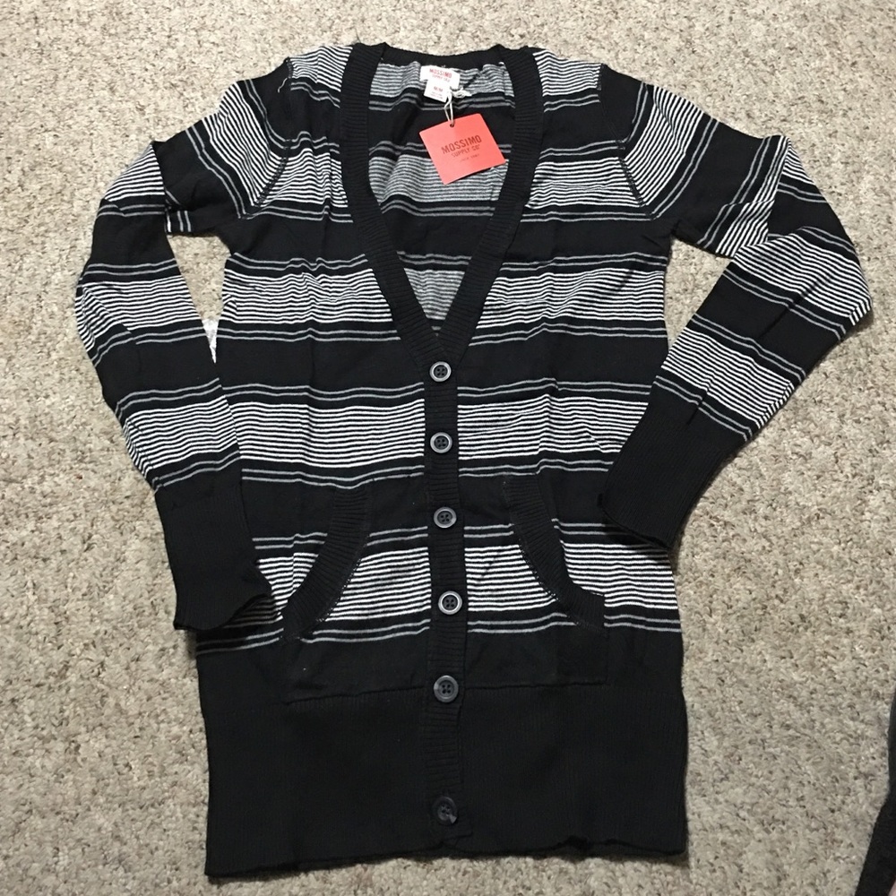 Black/white stopped cardigan