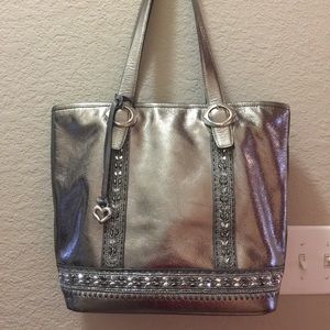 Brighton Metallic Leather Jeweled Tote