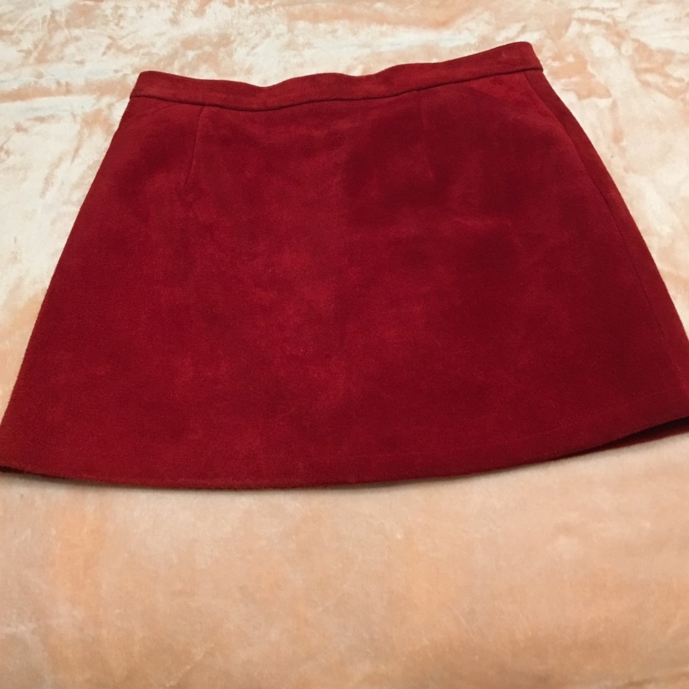 Genuine Suede Red Mini Skirt