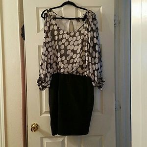 Black and White Polka Dot Dress with Split Sleeves