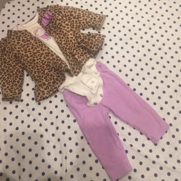 3-piece leopard/lavender pant set - Picture 1 of 4