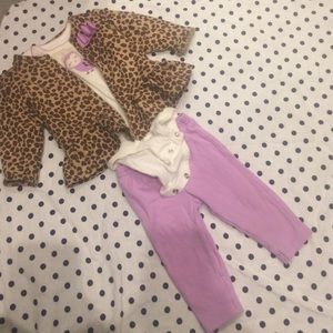 3-piece leopard/lavender pant set
