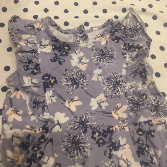 Blue bodysuit with ruffled princess seams. - Picture 2 of 4