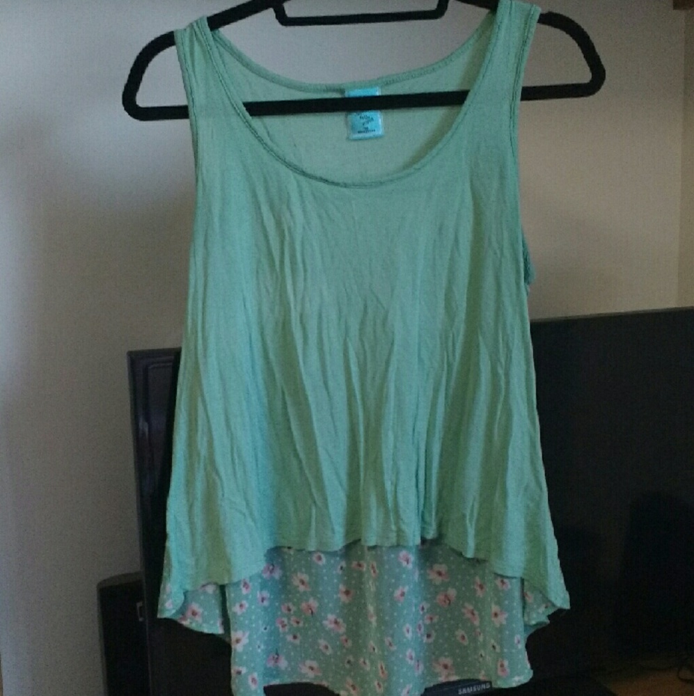 Seafoam Green Floral Tank