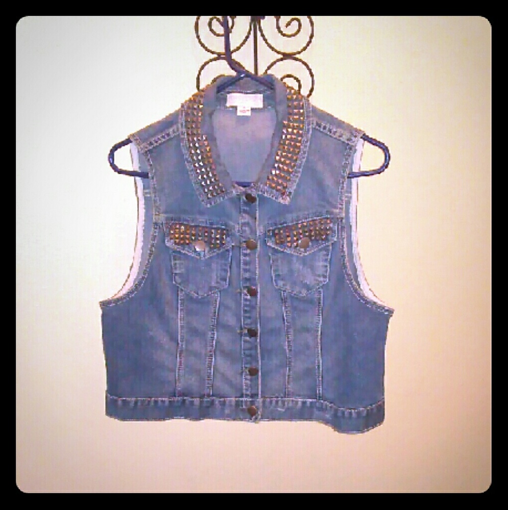 Studded denim vest