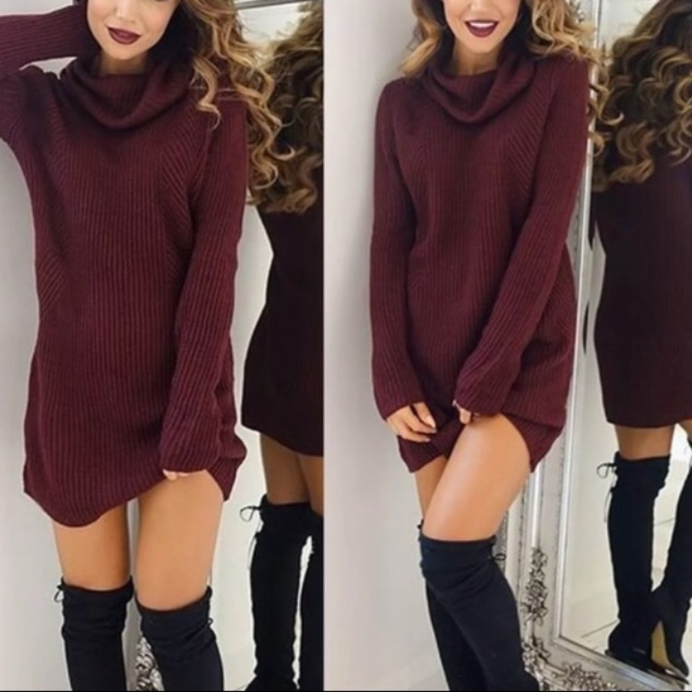 Wine turtleneck tunic
