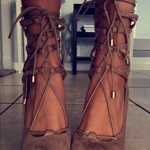 Nude lace up heels size 7.5