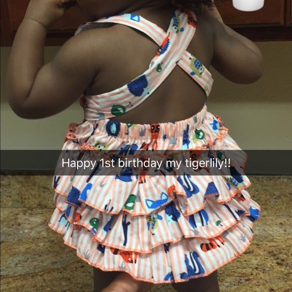 Striped bib one piece with straps - Picture 2 of 4