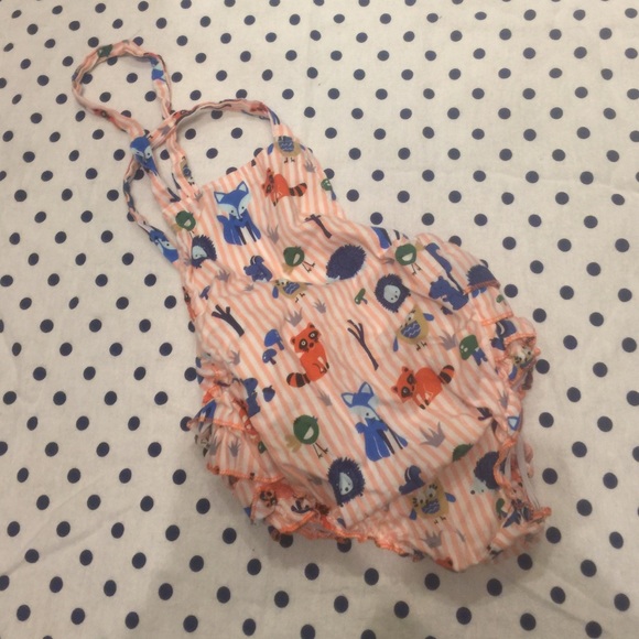 Striped bib one piece with straps - Picture 3 of 4