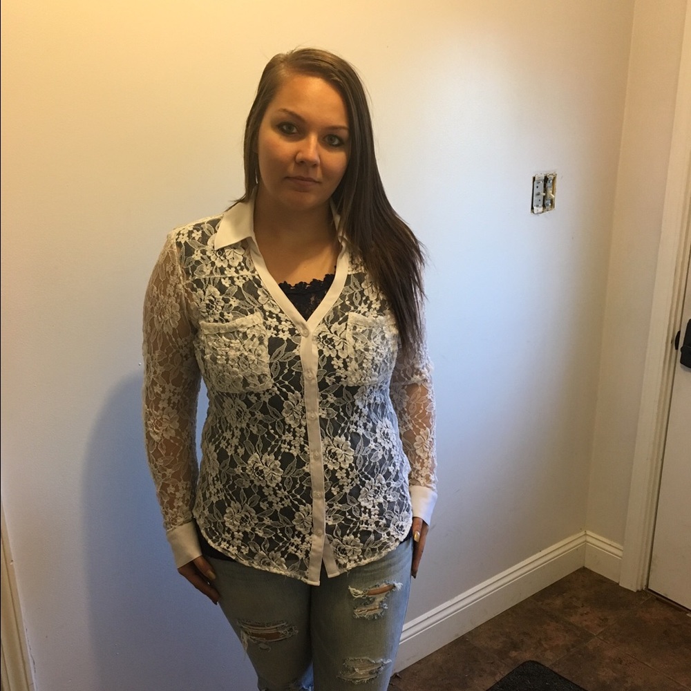 Lace button up  portofino shirt