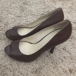 Nine West Brown Peep Toe Pumps #8M