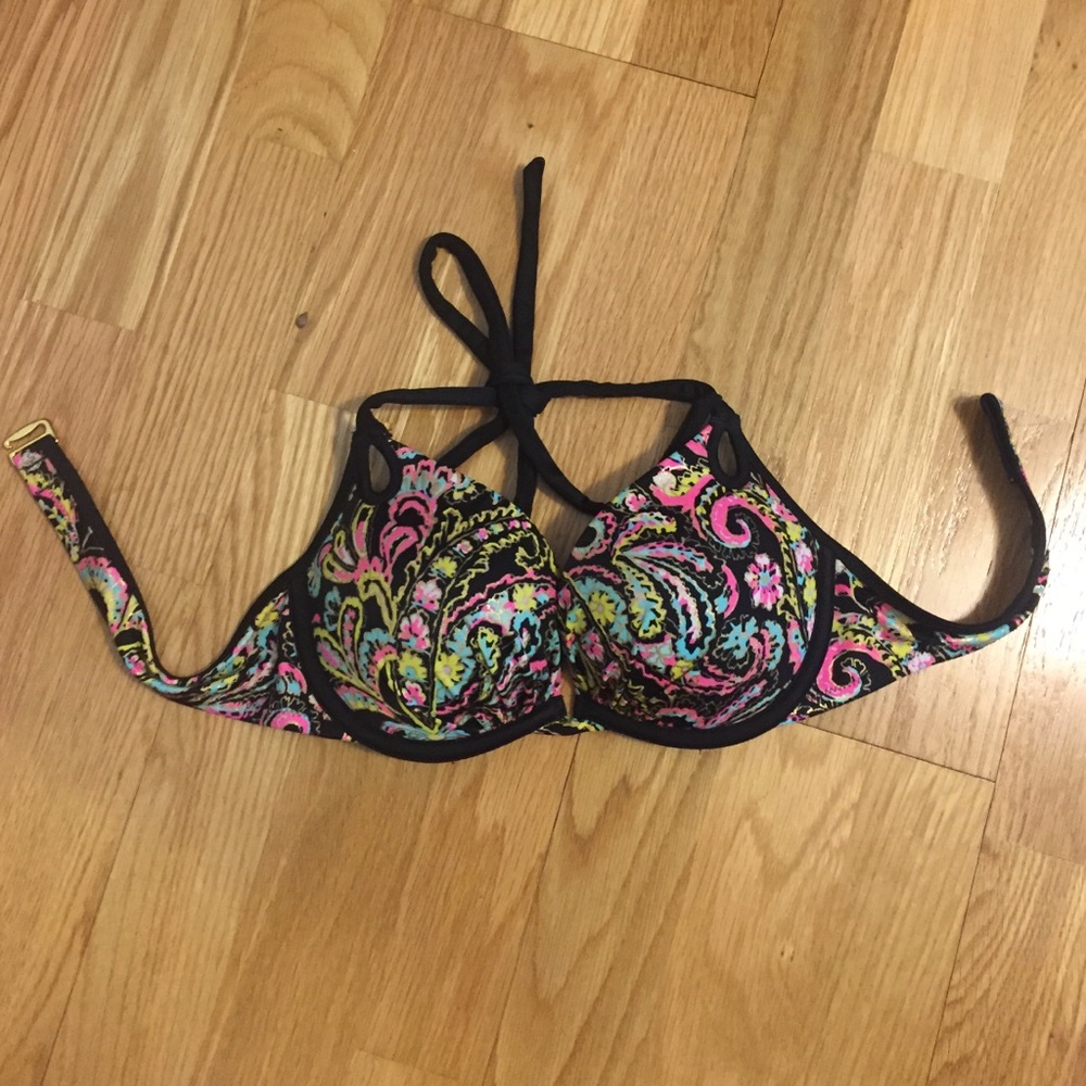 Victoria's Secret Black Paisley Push Up Bikini Top