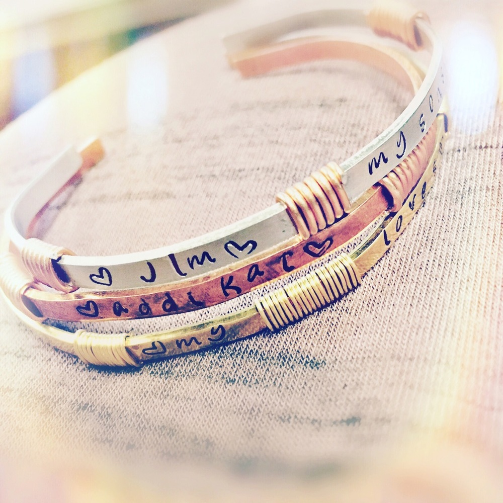 CUSTOM Gold, Rose Gold, Silver Stamped Cuffs