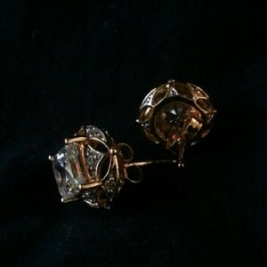 14k yellow gp .925ss filigree zircon earrings