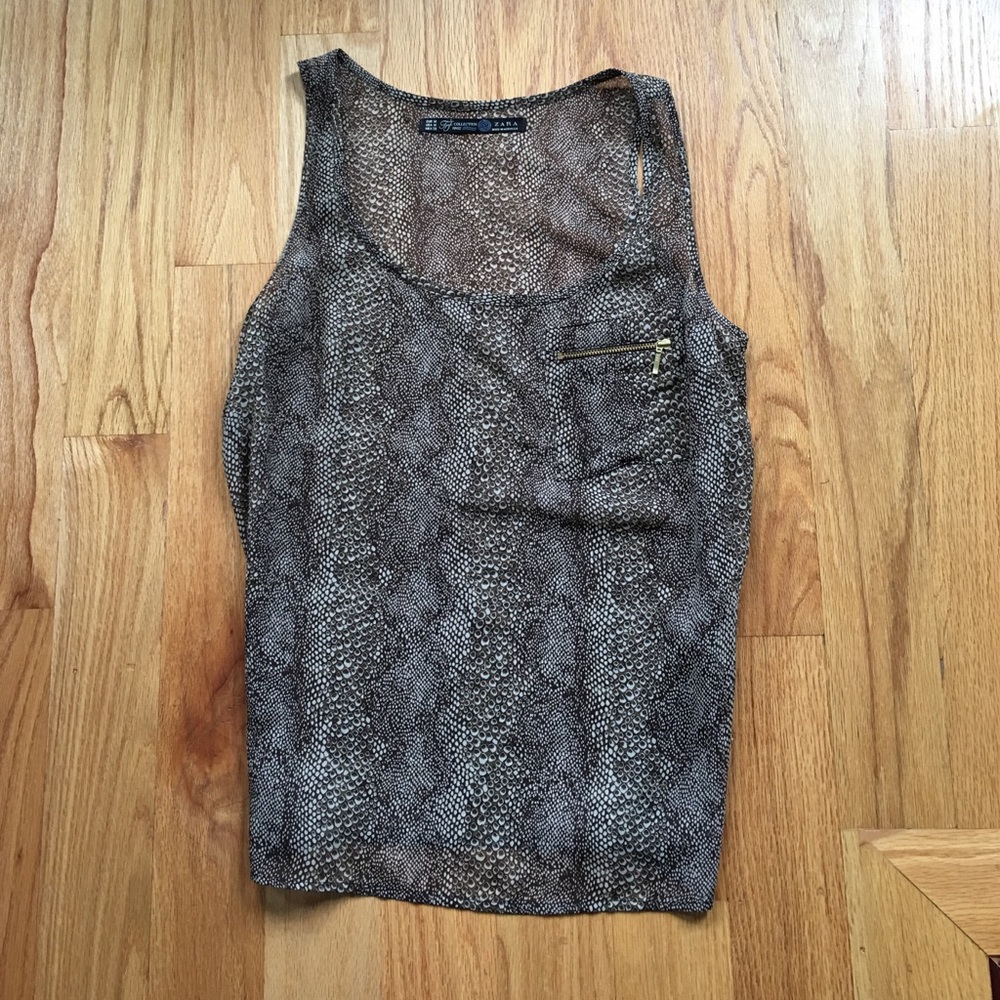 Zara reptile print sheer tank