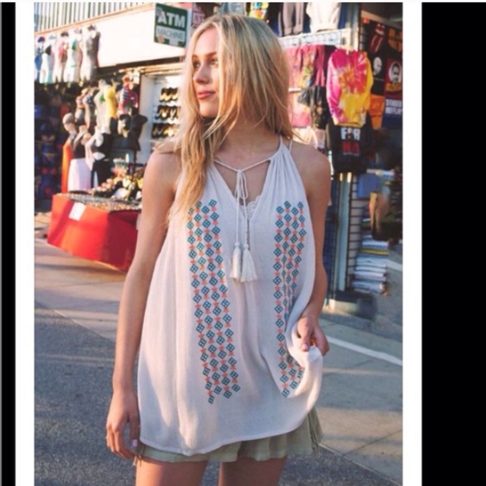 Tribal print flowy tank top shirt