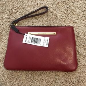 Burgundy Brahmin wristlet