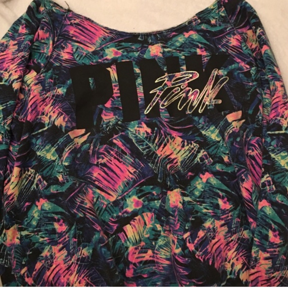 Pink off the shoulder Tropical Print