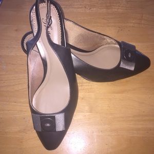 Silver Leather Slingback Heels | Wide Width