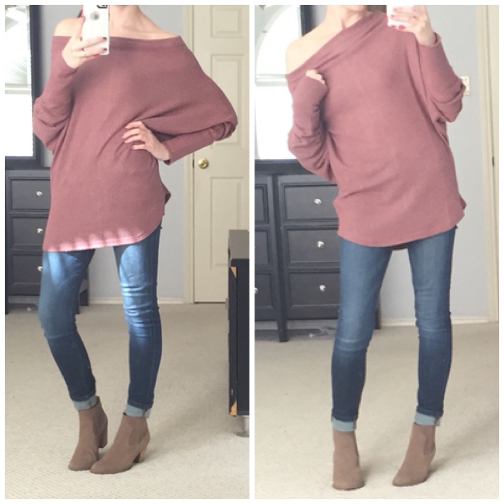 LAST ITEM▫️Maroon Dolman Waffle Knit - Picture 4 of 4