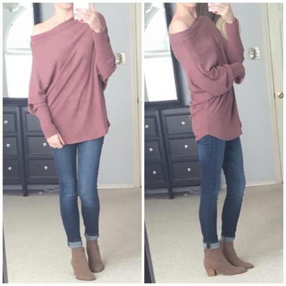 LAST ITEM▫️Maroon Dolman Waffle Knit - Picture 2 of 4