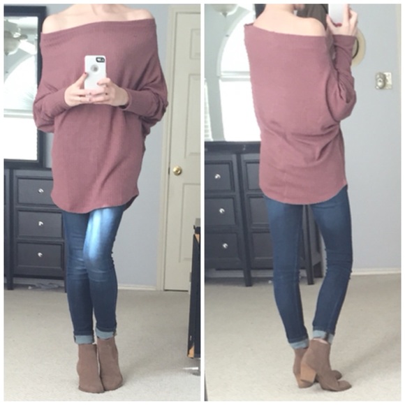 LAST ITEM▫️Maroon Dolman Waffle Knit - Picture 3 of 4