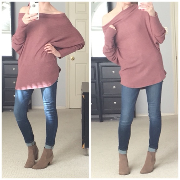 LAST ITEM▫️Maroon Dolman Waffle Knit - Picture 4 of 4