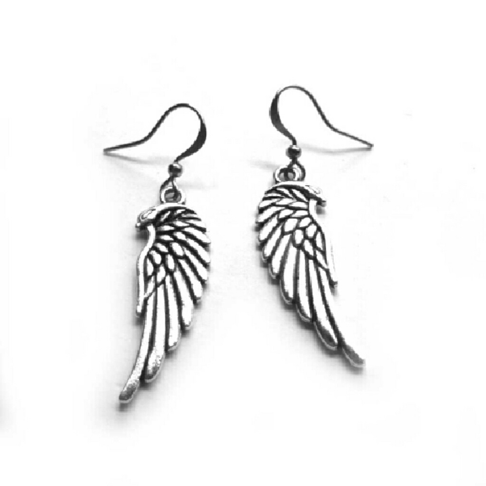 Angel wings Boho feather earrings